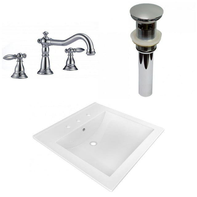 American Imaginations 21.5-in. W 3H8-in. Ceramic Top Set In White Color - Overflow Drain Incl. AI-30036