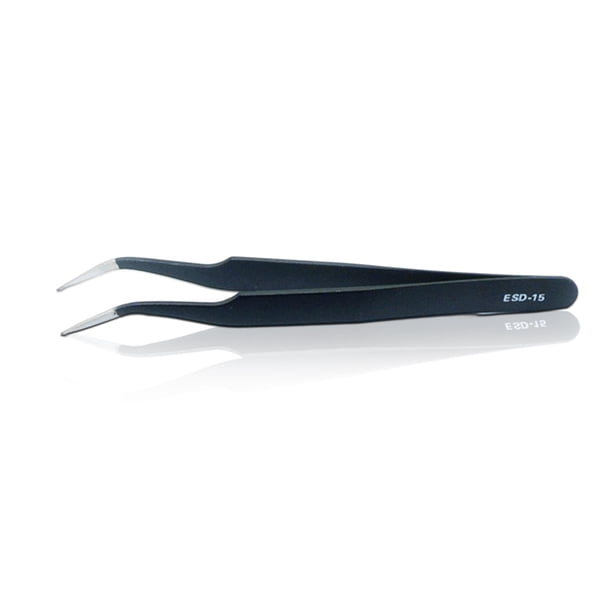 Seitruly 1 pinzas curvas para decoración de uñas, pinzas para codo puntiagudo, herramientas antiestáticas para recoger pegatinas de aleación de Juegos de manicura PC 1 Seitruly MR0781-00B