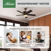 Hunter 52 inch Indoor Ceiling Fan with LED Light - Brown Ceiling Fan with Pull Chain, For Bedroom or Living Room, Standard Mount, No Remote, 5 Blades - Italian Countryside 53200, P.A. Cocoa