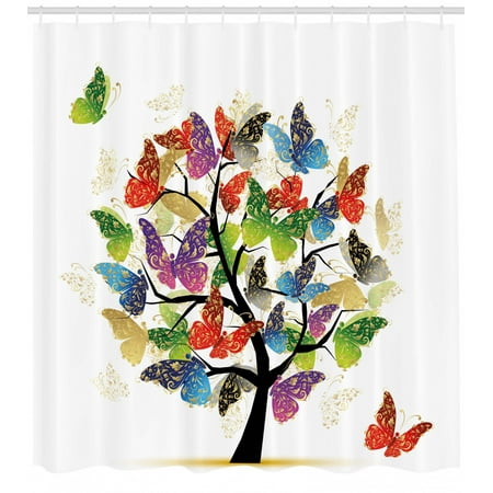 Modern Decor Shower Curtain Artistic Nature Tree With Floral