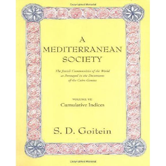 A Mediterranean Society : The Jewish Communities of the Arab World as Portrayed in the Documents of the Cairo Geniza; Volume VI: Cumulative Indices