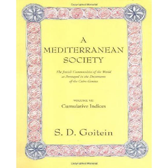 A Mediterranean Society : The Jewish Communities of the Arab World as Portrayed in the Documents of the Cairo Geniza; Volume VI: Cumulative Indices