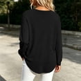 thumbnail image 6 of hoksml Women's V Neck Henley Long Sleeve T Shirt, 3 Button Front Curved Hem Casual Blouse, Loose Fit Basic Top Solid Colors, 6 of 6