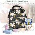 thumbnail image 5 of Xecao Lilies Flowers print Large Capacity Nappy Bag is a multi-functional waterproof travel backpack, perfect as a nursing bag or mummy backpack for women, 5 of 6