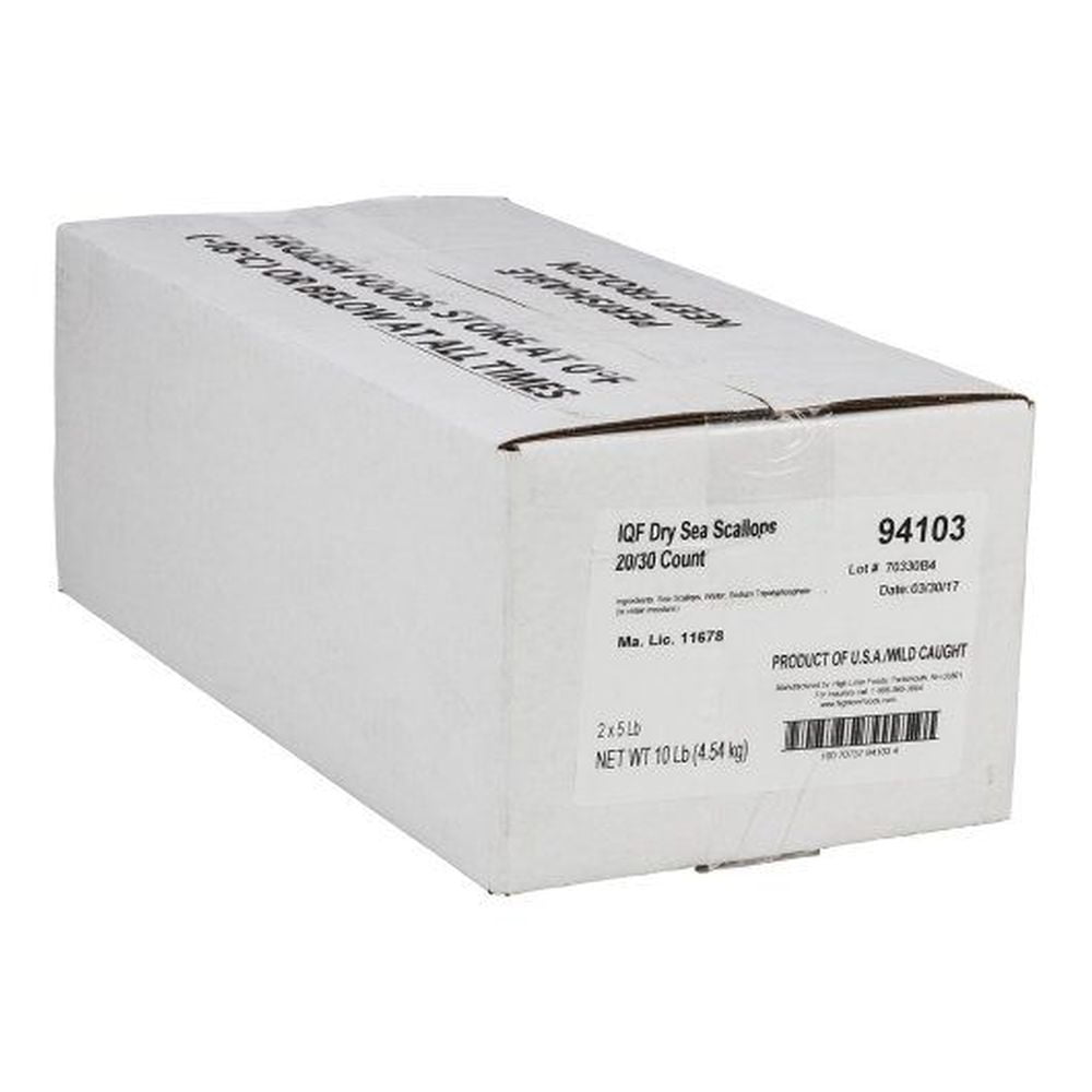 Frozen Seafood Premium 20 to 30 Count Dry Sea Scallops, 5 Pound -- 2 per case