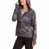 Danskin Women's Double Collar Full Zip Hooded Jacket, Grey Marble Print XL