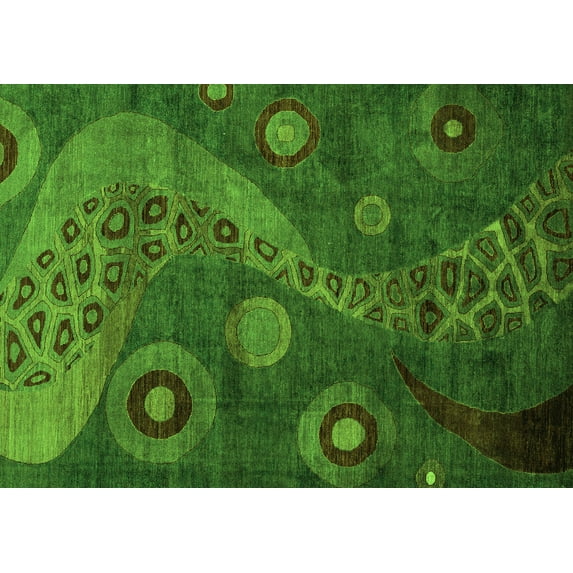 Ahgly Company Indoor Rectangle Oriental Green Modern Area Rugs, 8' x 10'