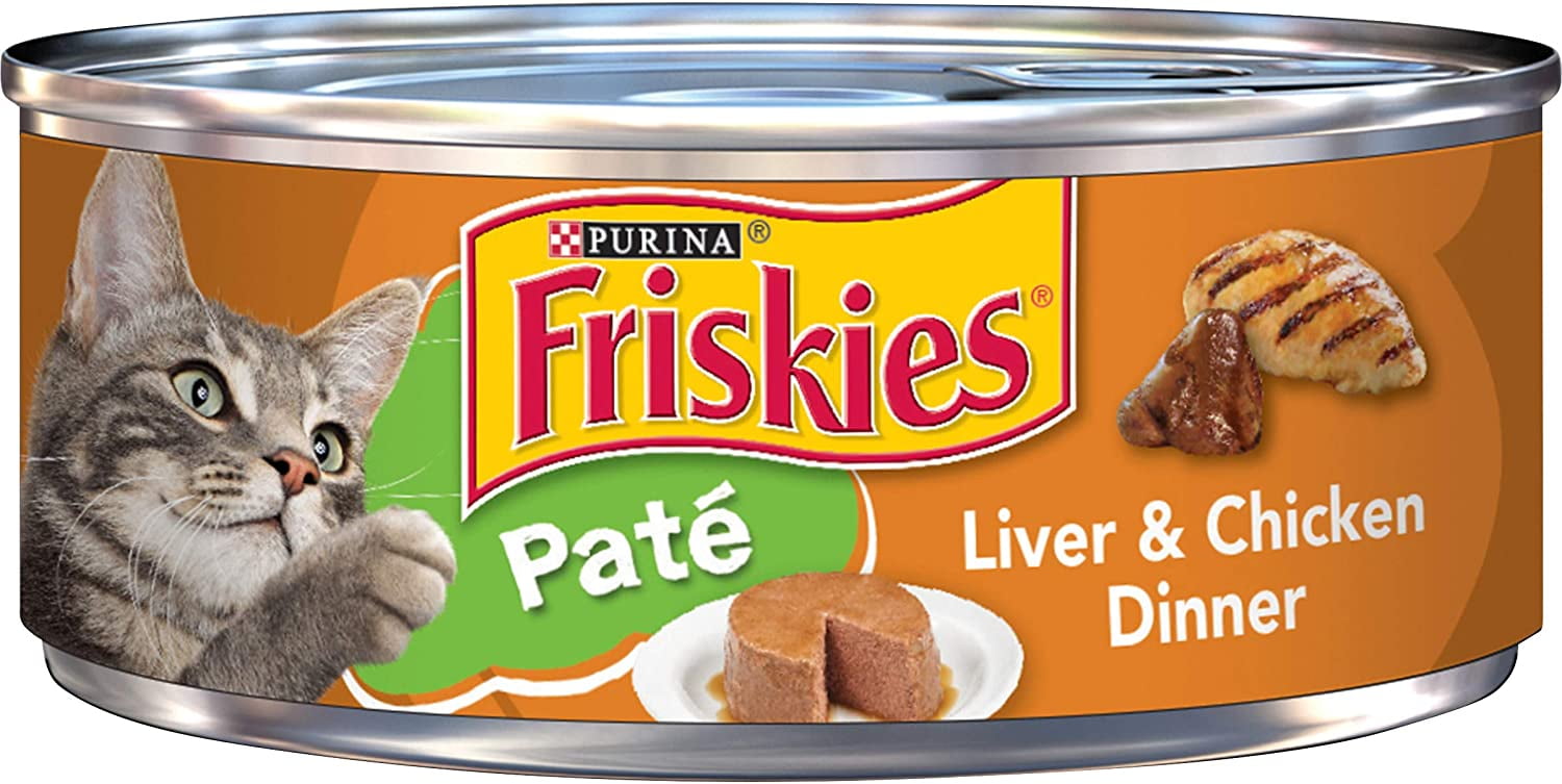 Purina Friskies Wet Cat Food, Liver & Chicken Dinner Pate, 100% Complete & Balanced Nutrition for Cats, Canned Wet Cat Food, 5.5-Ounce Can (Pack of 12)
