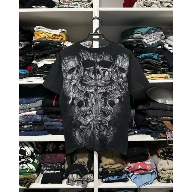 Affliction-Camiseta Vintage gótica de calle americana para hombre, ropa de gran tamaño, camisetas holgadas Punk de Hip Hop Harajuku para adultos y niños