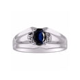 thumbnail image 1 of RYLOS Mens Rings Sterling Silver Classic Design 7X5MM Oval Gemstone & Diamond  Sapphire September Birthstone Ring Size 8, 1 of 6