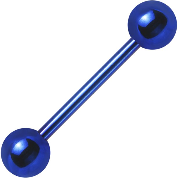 14 Gauge Blue Barbell Tongue Ring