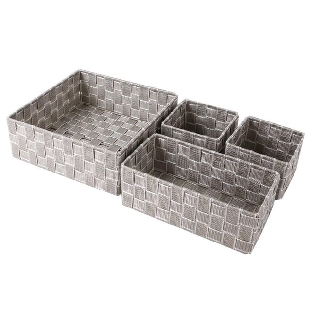 Jessar - Panier de Rangement en Tissu, Ensemble de 4, Gris Clair