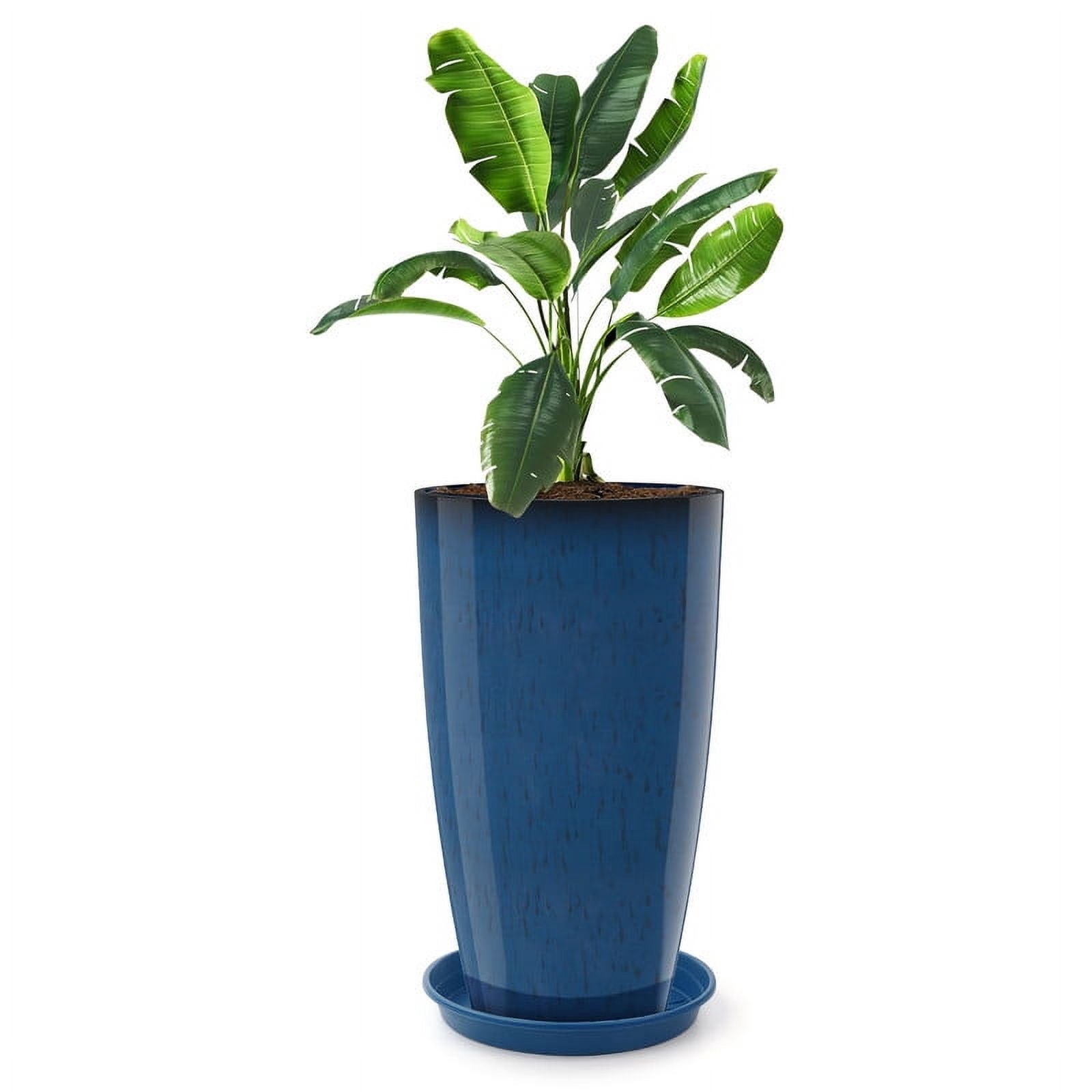 DUNCHATY 21" Extra Wide Decorative Planters – Lightweight Fiberclay Outdoor Pots for Large Plants, UV/Frost Resistant, Modern Décor for Porch, Deck & Urban Gardens(Navy Blue)