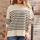 thumbnail image 3 of Suéteres De Punto Jersey de cuello redondo para mujer, suéter informal con abertura lateral, prendas de vestir superiores básicas Ygjytge Caqui T M para Mujer, 3 of 5