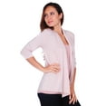 thumbnail image 2 of Simply Ravishing Women's Basic 3/4 Sleeve Hip Length Open Drape Cardigan, 1X, Khaki, 2 of 4
