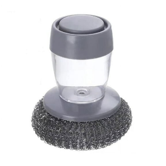 Soap Dispenser Palm Metal Brush with Liquid Storage inside the bottle. Dishwashing Brush for Kitchen Surface, Stove etc
