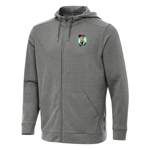 Men's Antigua Heather Charcoal Boston Celtics Effortless Full-Zip Hoodie Jacket