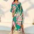 thumbnail image 3 of Swimsuit Coverup for Women Beach Kaftan Dress Bathing Suit Cover Up Summer Long Gauze Swim Cover Ups Vacation Outfits Army Green One Size, 3 of 5