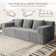 thumbnail image 6 of Muumblus 71" Boneless Sofa with Square Arms, Living Room Upholstered Deep Seat Couch with Pocket, Light Gray Corduroy, 6 of 8
