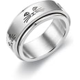 thumbnail image 4 of YAZI Stainless Steel Spinner Ring for Women Men Fidget Bands Moon Star Sand Blast Finish Flower Heart Ring Set for Stress Relieving Wedding Promise Rings, 4 of 6