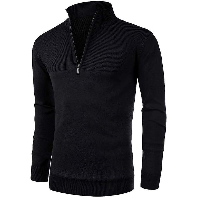 Iceglad Men's Slim Fit Mock Neck Zip Sweater photo 1