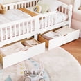 thumbnail image 7 of Bellemave Twin Montessori Bed with Storage Drawers and Guardrail, Wood Twin Size Low Profile Floor Bed Frame with Door, Daybed with Fence and Slat Support, White, 7 of 7