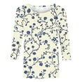 thumbnail image 4 of CYMMPU Floral Printed 3/4 Sleeve Tunic Tops Summer Fashion Shirts Loose Fit Blouses for Women Dressy Casual Spring Tops Crew Neck Lightweight Basic T-Shirts Multicolor XXXL, 4 of 5