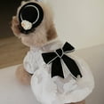 thumbnail image 5 of Dog Dress with Black Bowknot Tie, Dog Clothes Faux Pearl Cute Pet Vest Puppy Sleeveless Yarn Clothes, Cute Doggie Summer Outits, 5 of 7