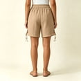 thumbnail image 5 of Costeam Womens Elastic Waist Side Split Casual Shorts Solid Color Loose Fit Lightweight Woven Fabric with Deep Side Pockets Summer Comfy Walking Lounge Shorts, 5 of 6
