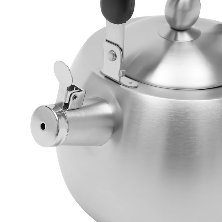 Silver Stainless Steel Tea Coffee 4L/4.22Qt Whistling Kettle Tea Pot Long  Spout