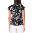 thumbnail image 3 of INSPIRE CHIC Satin Work Blouses for Women's Floral Vintage Cap Sleeve Business Casual Blouse L Gray Black, 3 of 5