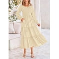 thumbnail image 5 of PRETTYGARDEN Women's Smocked Maxi Dress Spring Casual Long Sleeve Swiss Dot Ruffle Long Flowy Going Out Dresses with Pockets, 5 of 6