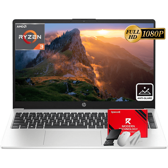HP 255 G10 Business Laptop, 15.6" FHD Display, AMD Ryzen 3 7330U (up to 4.3 GHz), 16GB RAM|512GB SSD, Wi-Fi 6, USB-C, HDMI, Webcam, Windows 11 Pro, Silver