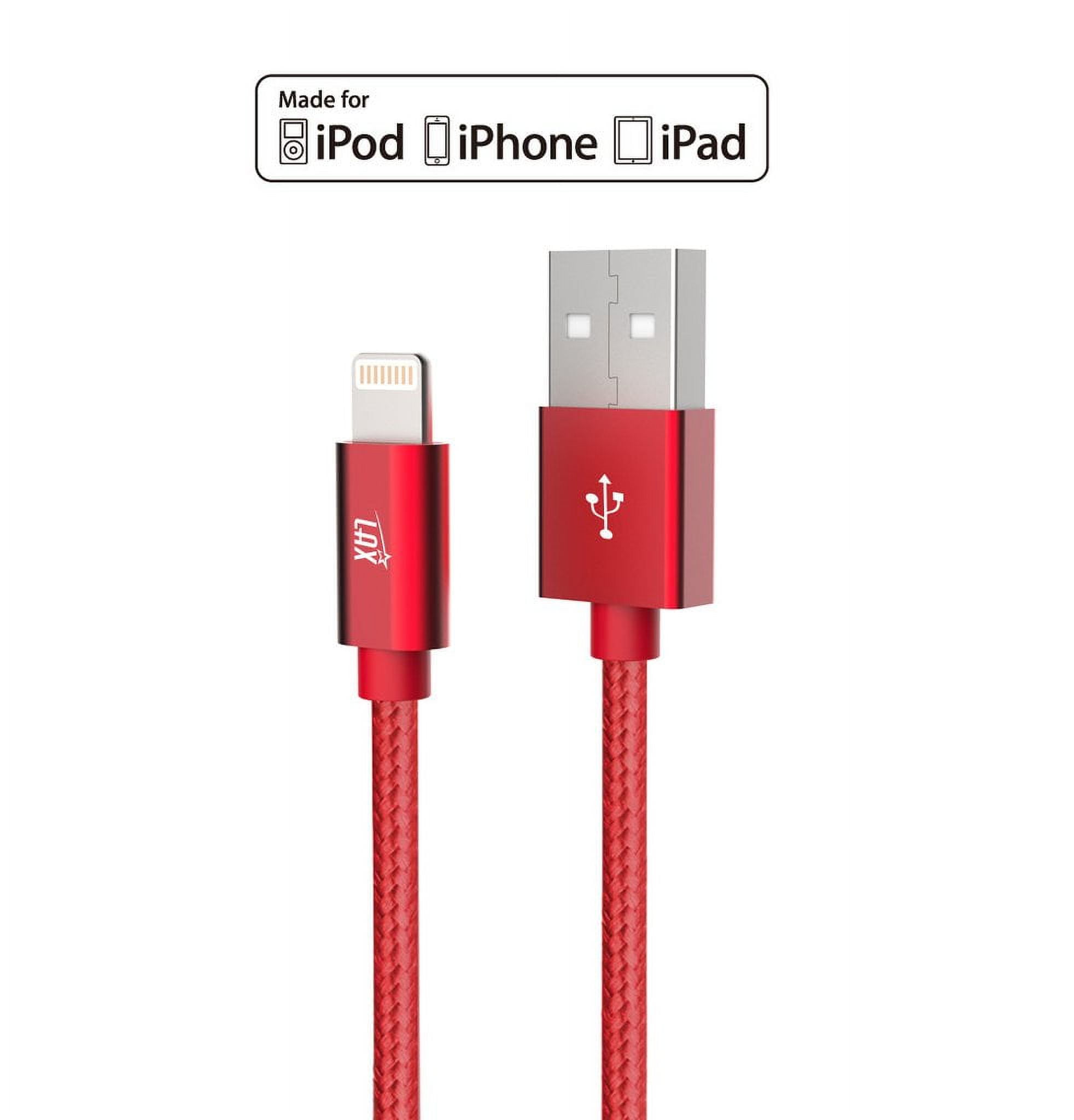 LAX Gadgets Extra Long, Apple MFi Certified Nylon Lightning to USB