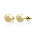 thumbnail image 1 of 14K Gold Screw Back 9-10mm Golden South Sea Cultured Pearl Stud Earrings - AAAA Quality, 1 of 7