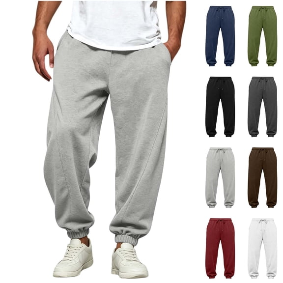 Men's Baggy Sweatpants Lightweight Fleece Wide Leg Drawstring Sweat Pants,Casual Lounge Joggers with Pockets Slacks Size 2XL Gray
