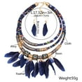 thumbnail image 2 of Feather Pendant Multi Layers Tribal Bib Necklace Statement Earring Jewelry Set, 2 of 9