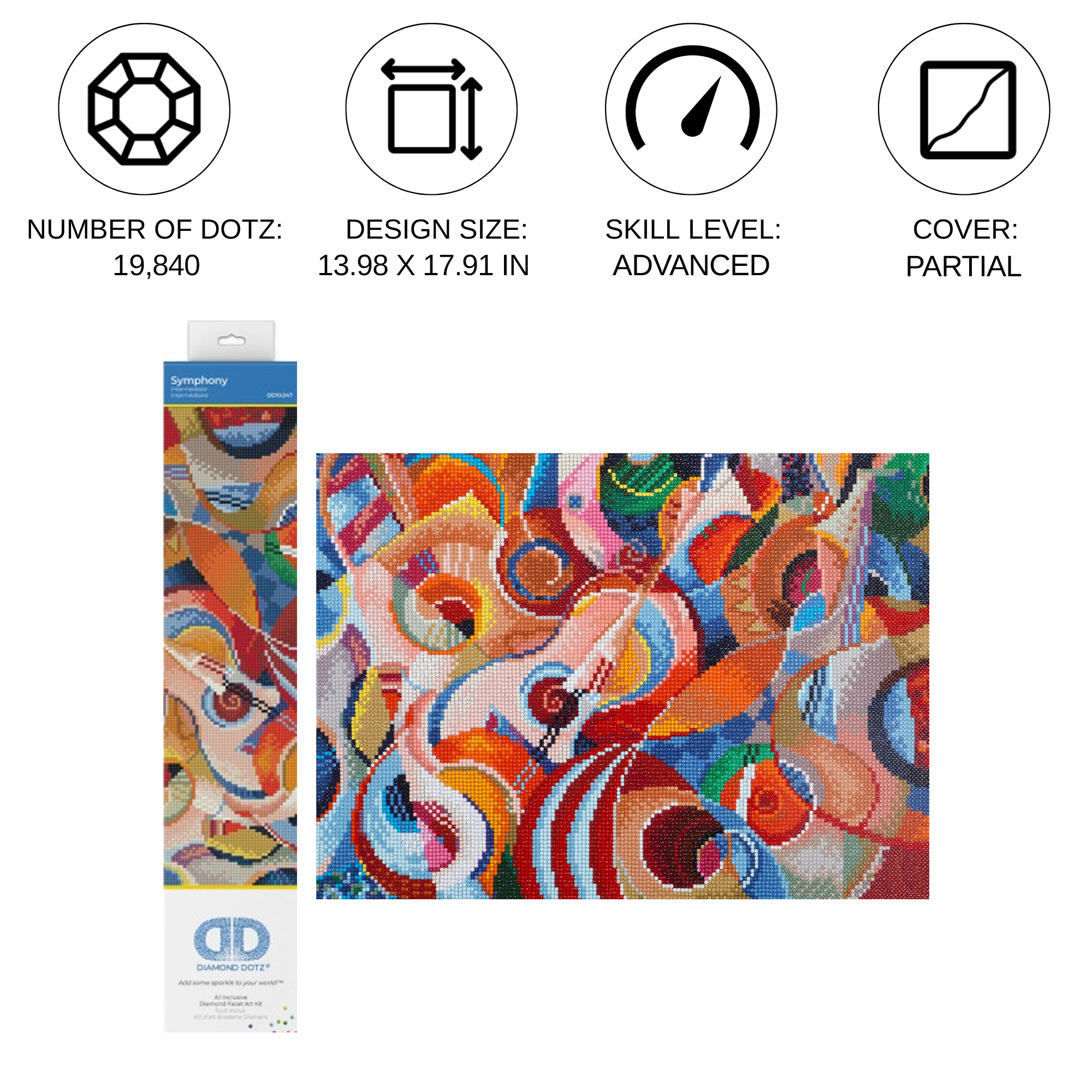 Diamond Dotz Symphony Music Diamond Painting Kits for Adults - Diamond Art Kits a Relaxing Creative Craft Kit with Dotz Gems 14"x18"