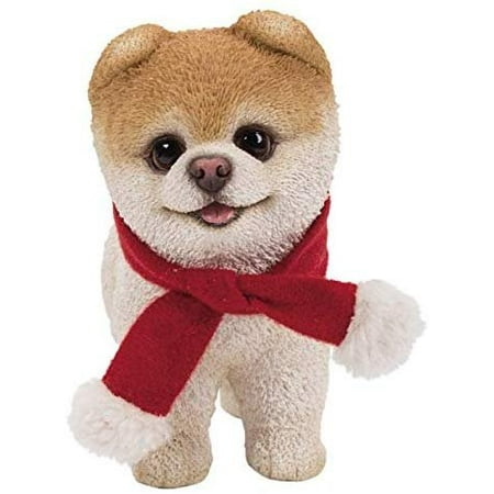 Shudehill Christmas Giftware Pacific Giftware PT Short Hair Boo Dog with Red Christmas Scarf Decorative Resin Figurine ()