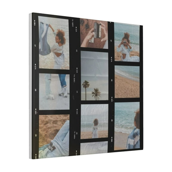 Custom Canvas Prints Dark Retro Film Personalized Photo Image Collage DIY Framed Kit Wall Art Picture Room Decor 18x18 inch
