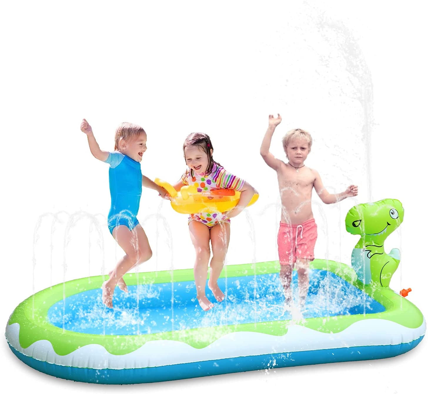 3 in 1 Inflatable Dinosaur Sprinkler Pool for Kids Toddlers, Outdoor