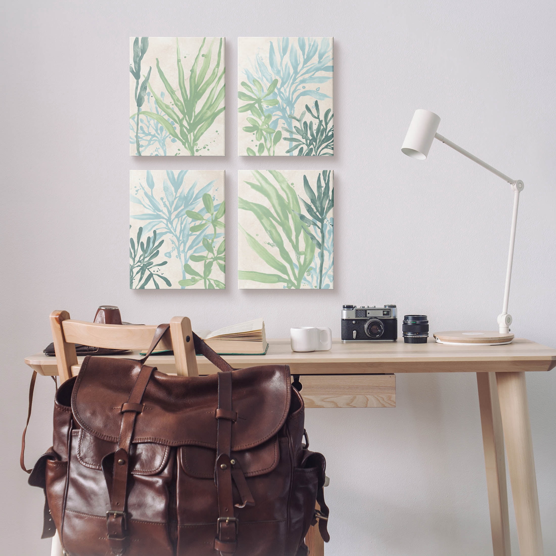 Stupell Industries Layered Plants Botanical Leaves Graphic Art Gallery Wrapped Canvas Print Wall Art, Set of 4, Design by June Erica Vess