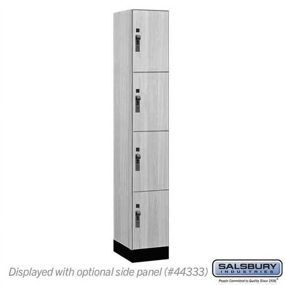Salsbury Industries 44168ST 12 in. Wide Premier Wood Locker - Four Tier - 1 Wide - 6 ft. High - 18 in. Deep - Silver Teak - Hasp