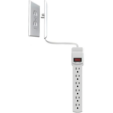sleek socketUltra-Thin Electrical Outlet Cover with Surge Protector 6 Outlet Power Strip and Cord Management Kit, 6-Foot, Universal Size