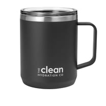 The Clean Hydration Company Insulated Travel Coffee Mug - 12oz Vacuum Insulated Stainless Steel Travel Mug with Ceramic Lining & Lid, BPA-Free (Black)