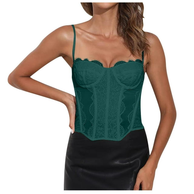 Corset en Dentelle pour Femmes Bustier Bretelles Réglables Dos Nu Haut pour Fêtes et