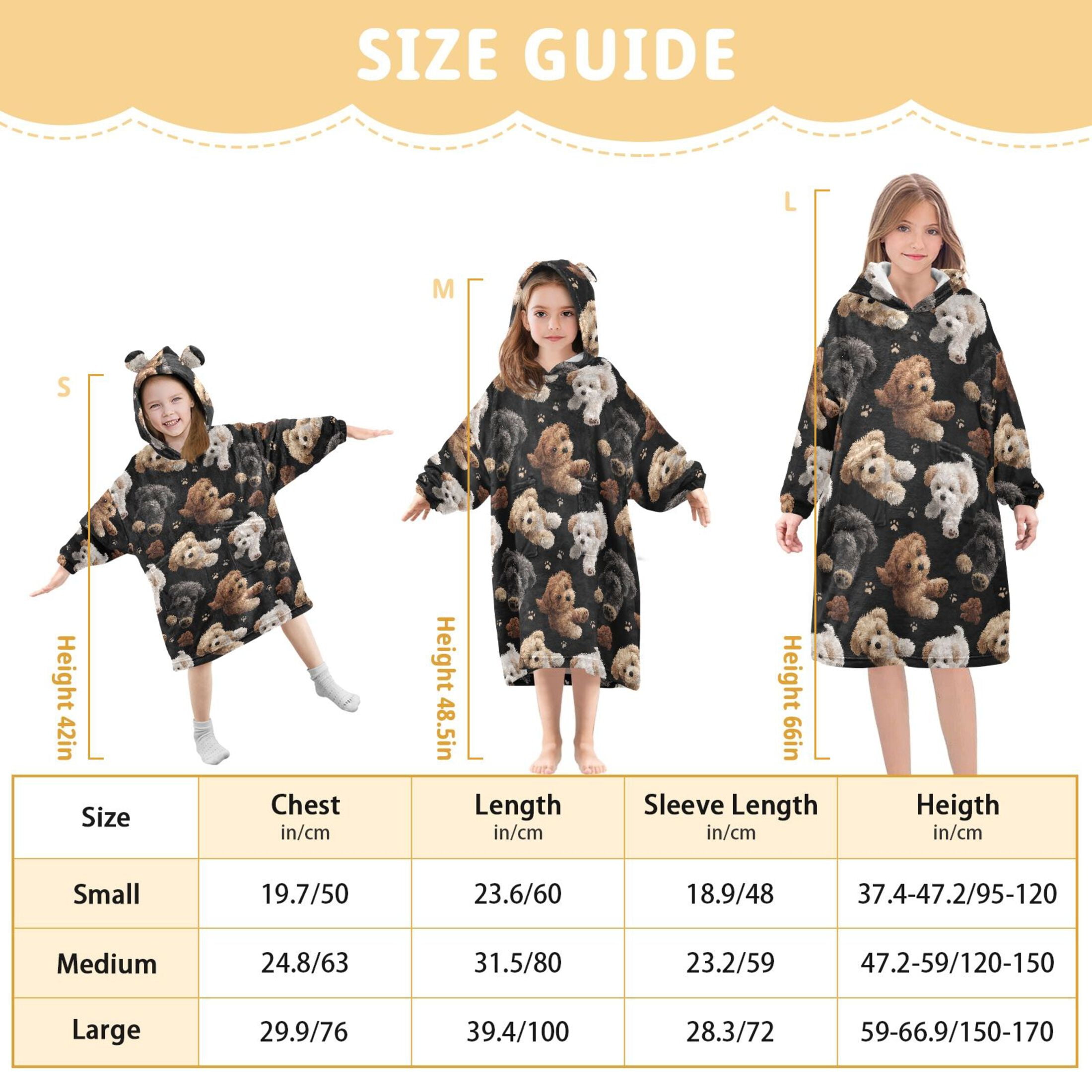Wearable Blanket Hoodie for Kids Cute Puppies Flannel Hooded Blanket with Pockets and Sleeves Suitable for Boys and Girls