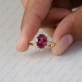thumbnail image 4 of Oval Cut Pink Tourmaline & Cubic Zirconia Halo Ring, 925 Sterling Silver Engagement Ring, Handmade Fine Jewelry, Prong Setting, Minimalist Ring., 4 of 5