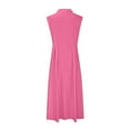 thumbnail image 4 of Vestido informal para mujer: largo con botones, cuello elegante, cómodo para el verano, lavable a máquina, 4 of 5
