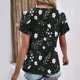 thumbnail image 3 of Tops de Algodón para Mujeres Cuello en V Moda Casual Manga Corta Primavera Verano Top para el Hogar Y Diario, 3 of 6